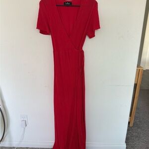 Lulu's Crimson Red Wrap Maxi Dress